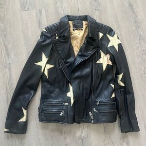Scotch & Soda leather jacket with gold starts